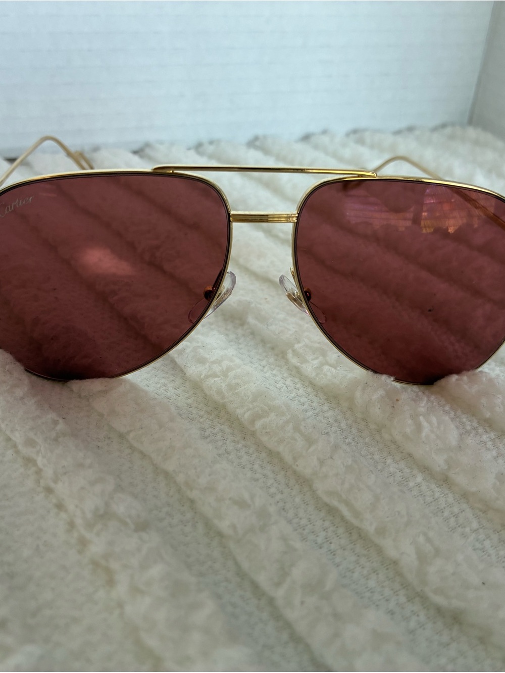 Cartier Gold Frame Aviator Sunglasses with Brown Lenses - Picture 3 of 15